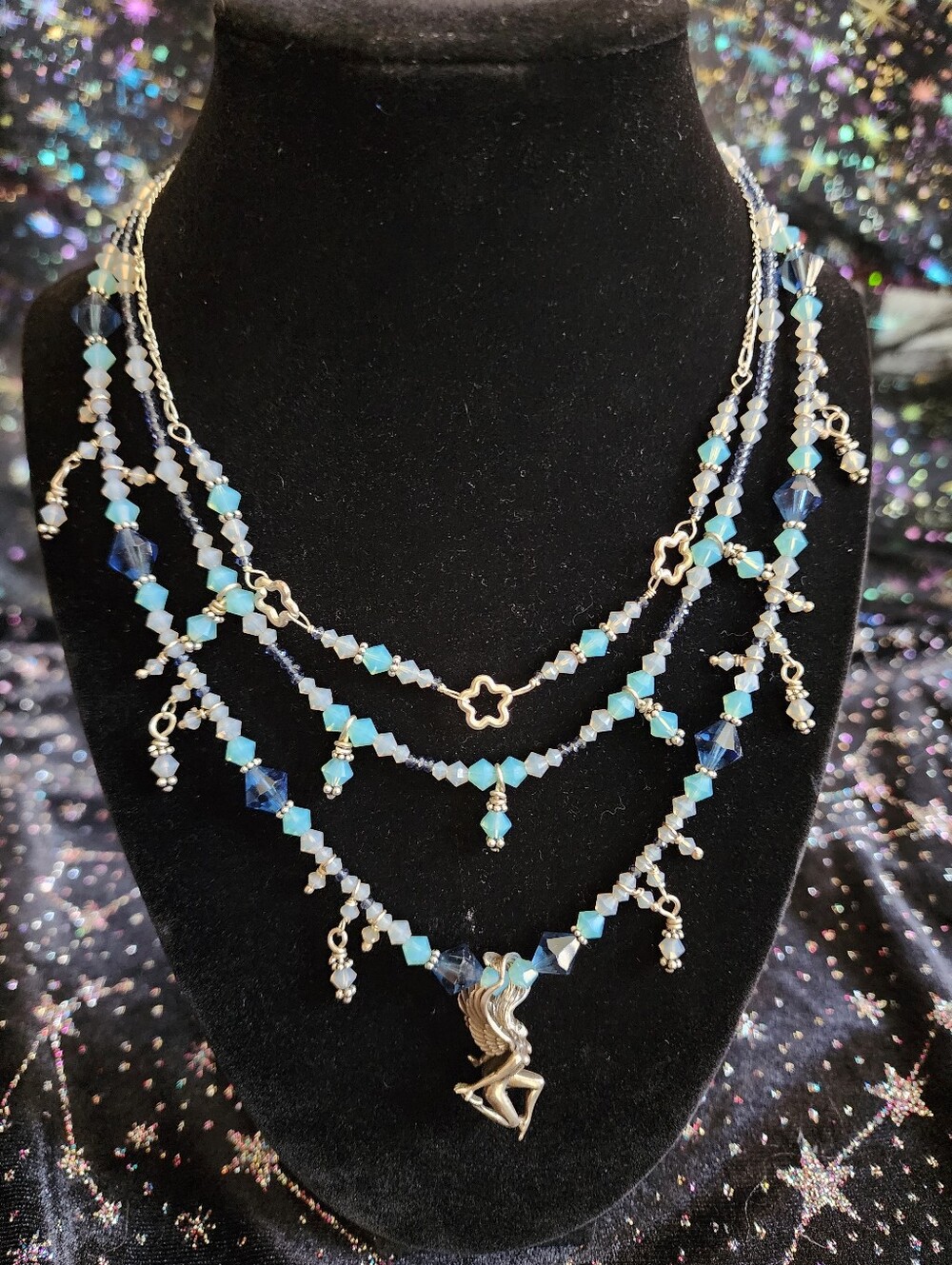3 strand angel necklace (15 in)